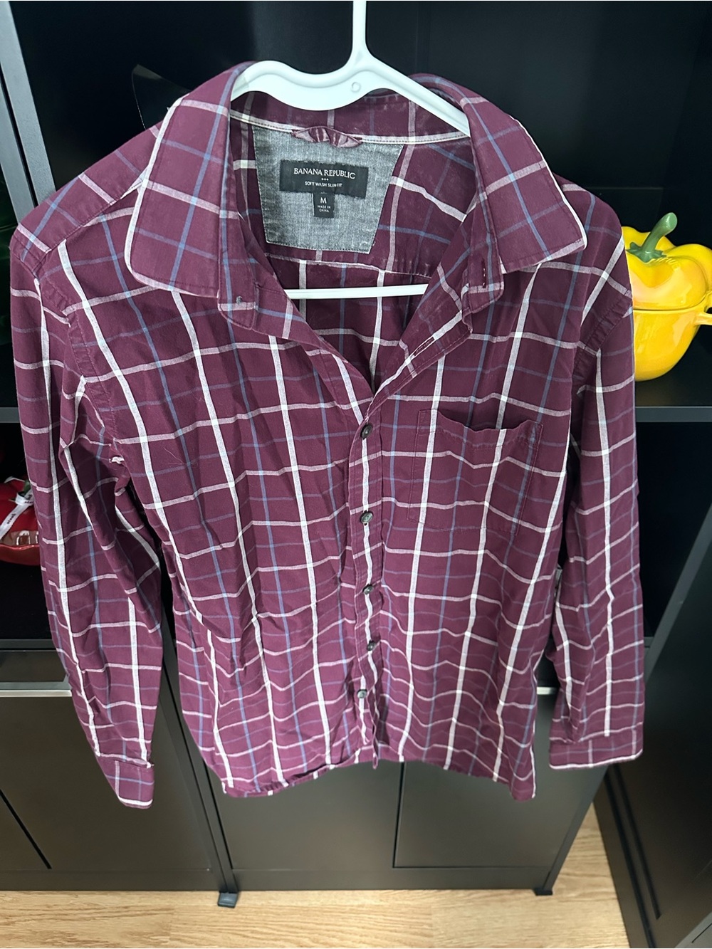 Banana Republic Maroon Plaid Button-Down Shirt